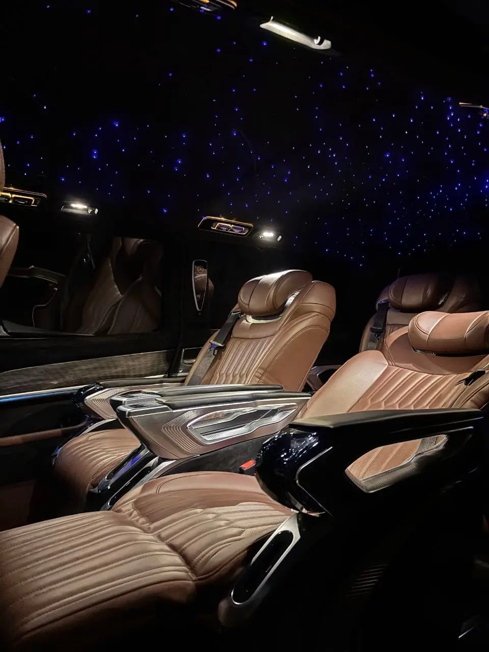 Mercedes-Benz V-Class brown leather interior with starlight headliner